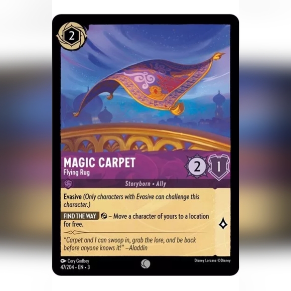 Disney Other - Magic Carpet 🔥 Aladdin 🔥 Disney Lorcana Trading Card TCG 💎 FOIL